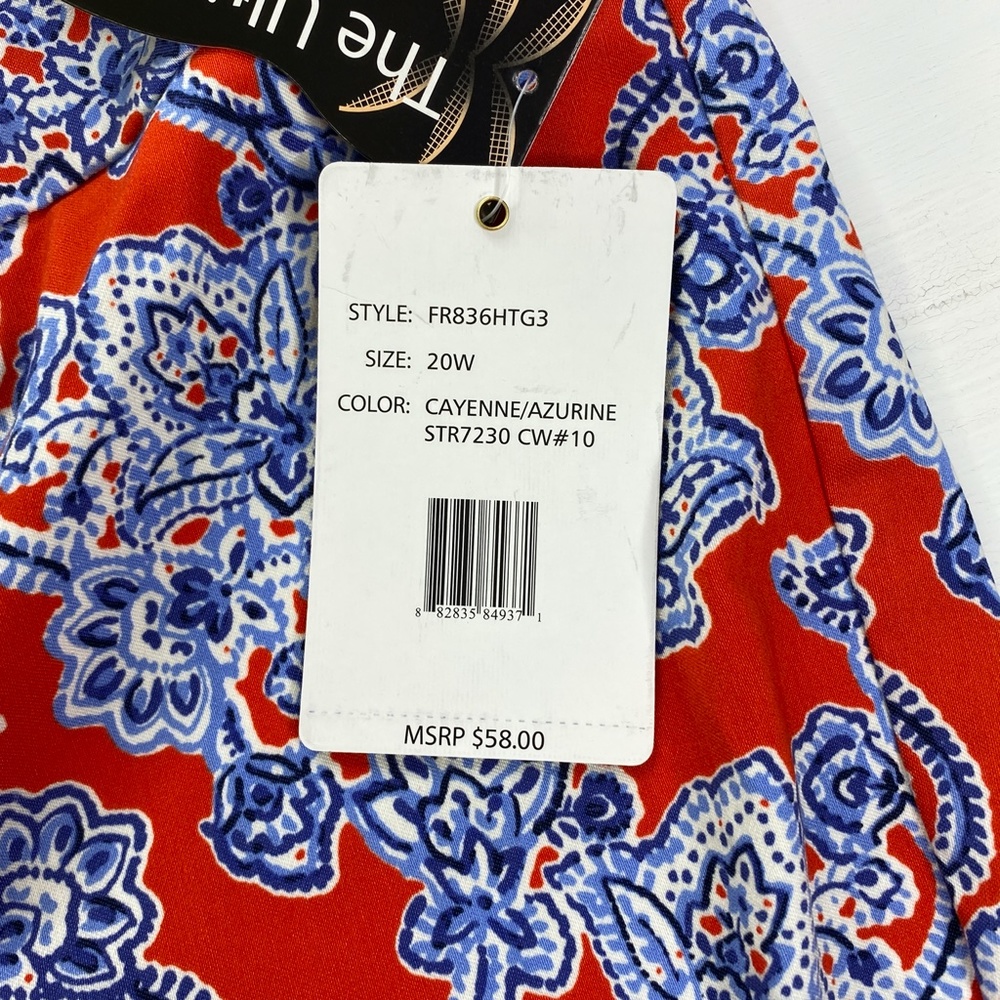 NWT Zac & Rachel Pull On Crop Pant Red Blue Paisley Sz. 20W - Picture 7 of 11